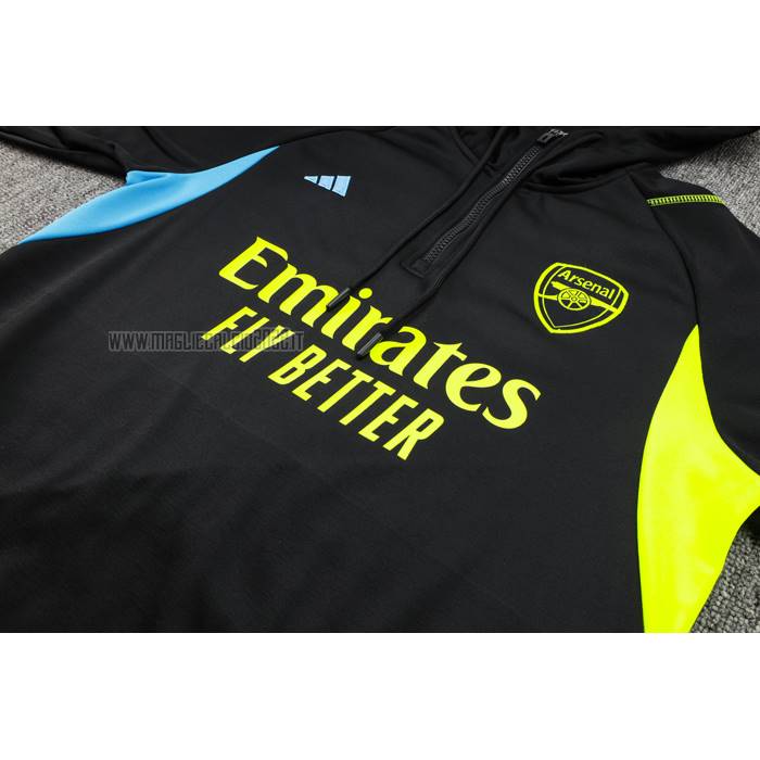 Tuta da Track de Felpa del Arsenal Bambino 2023-2024 Nero y Verde